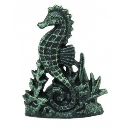 Cast Iron Seahorse Doorstop Nautical Wedge Green and Black Washed Finish